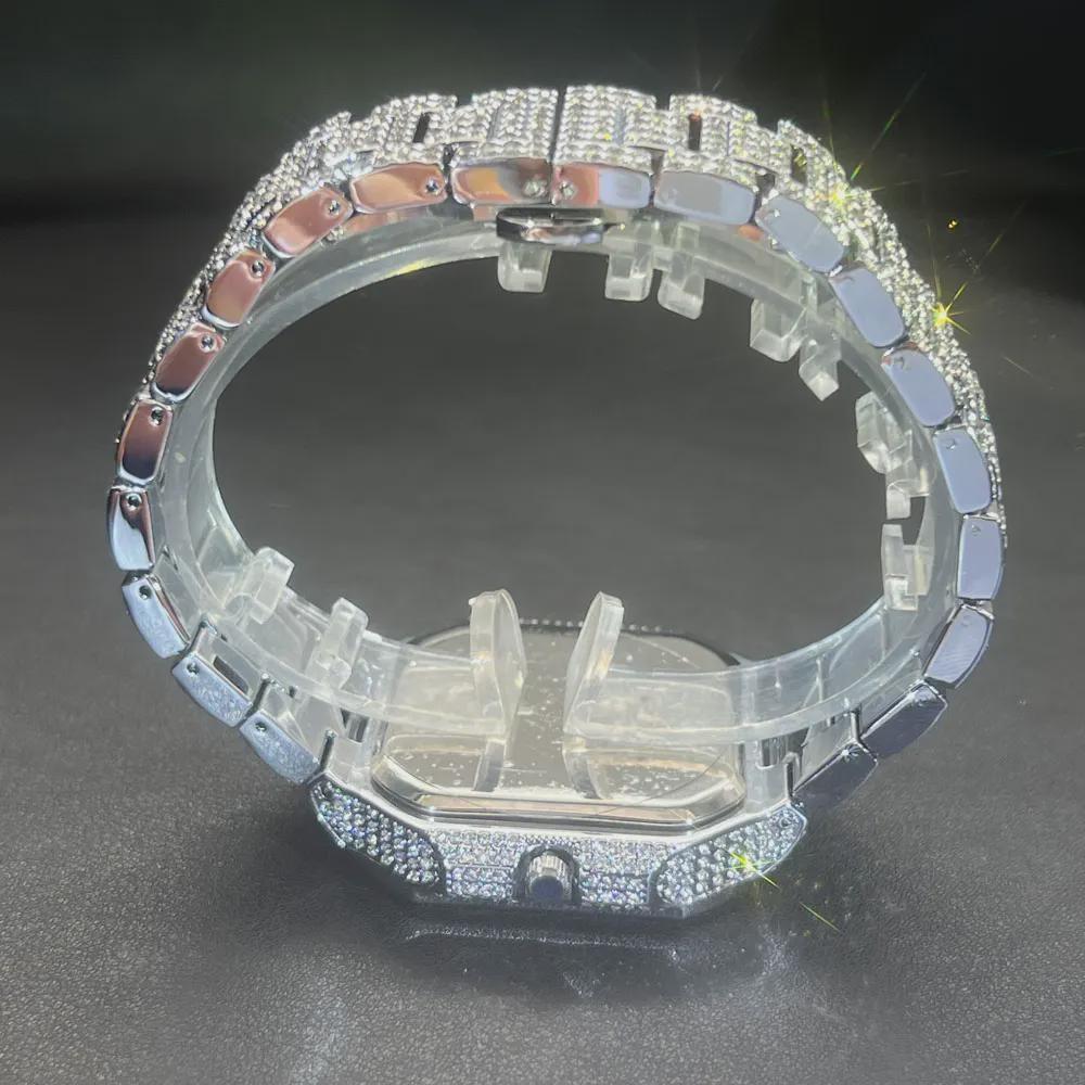 Watch For Men Luxury Gold Square Men's Wristwatch Alloy Strap Full Diamond Business Quartz Watch For Man Clock Gifts