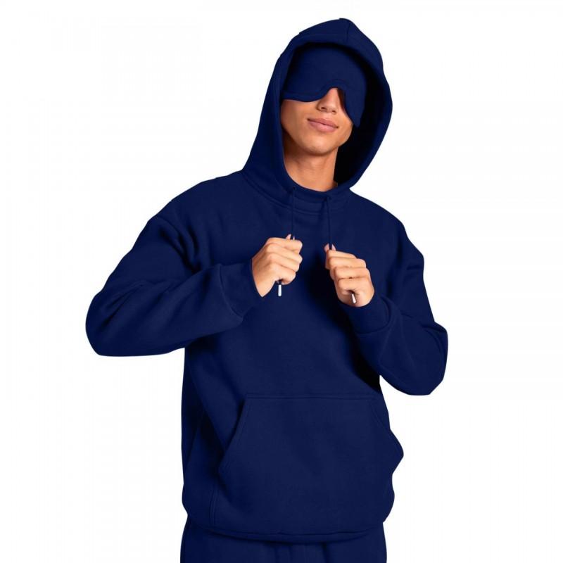 Mens Solid Color Hooded Sweatshirt Loose Fit Long Sleeve Winter Sport Casual Top