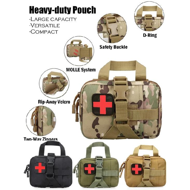 Upgrade Tactical EMT Pouch Rip Away Molle Medical Kit IFAK Tear-Away First Aid Kit Travel Outdoor Hiking Mergency Survival Bag