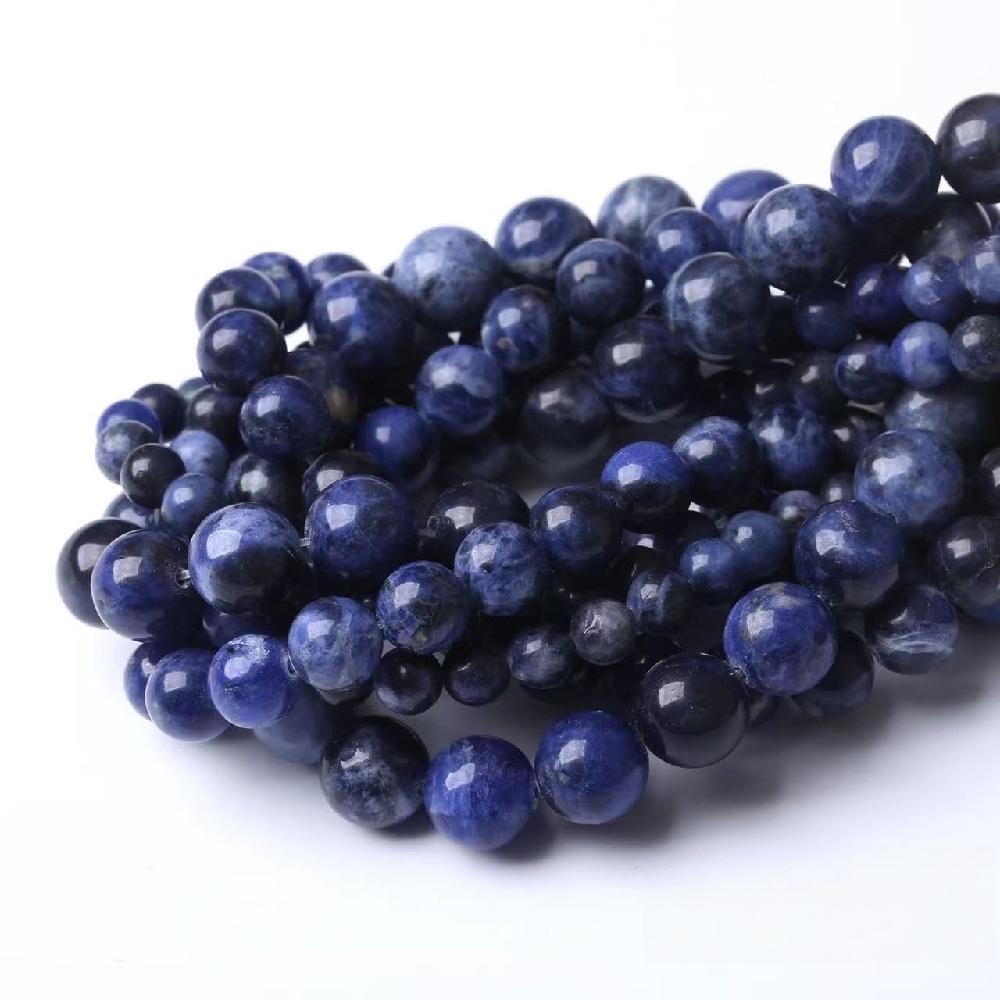 Blue-vein Sodalite Round Natural Stone Beads 15"Strand 4/6/8/10/12mm Smooth Loose Spacer Beads for Jewelry Making DIY Bracelets Accessories