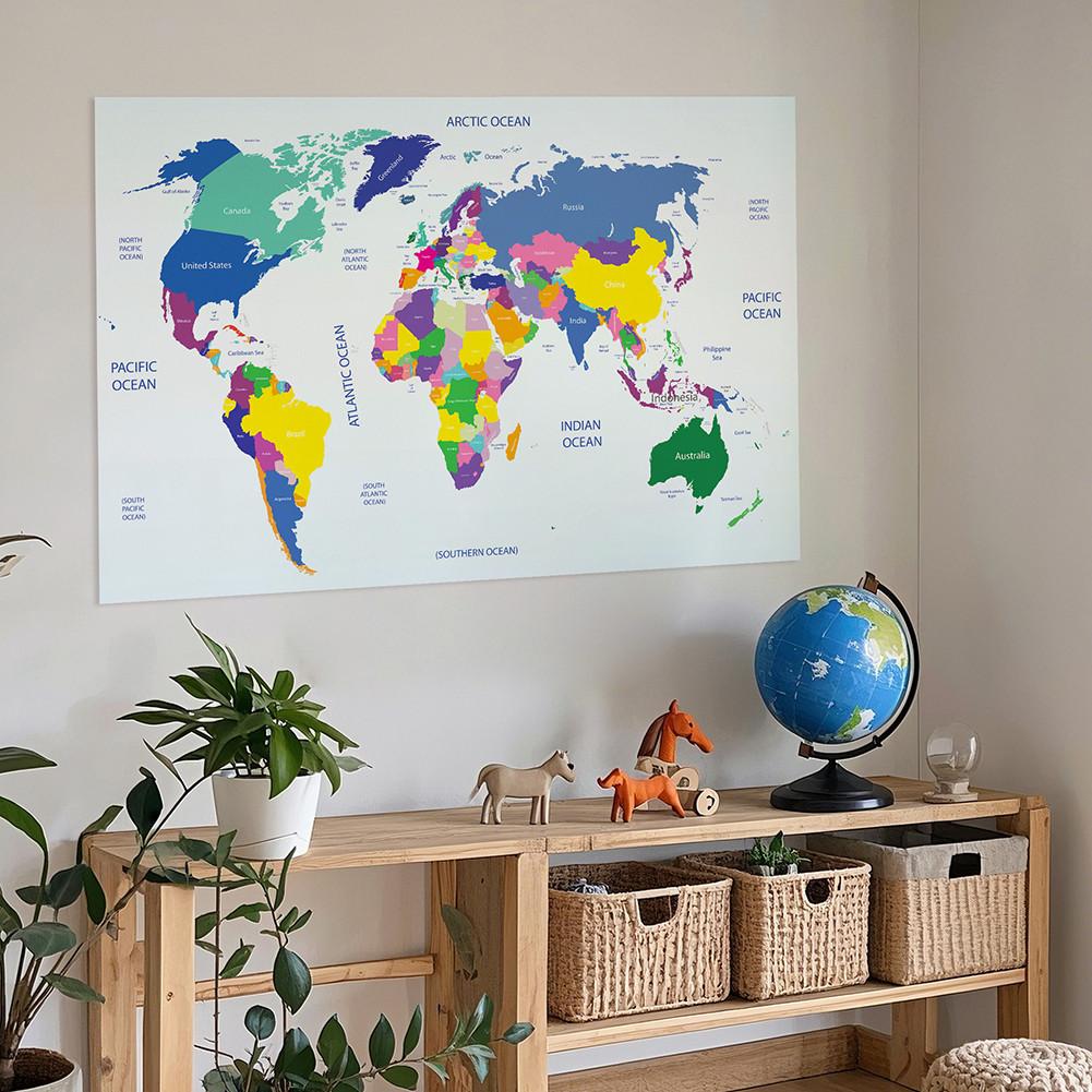 The World Map Decorative Poster Spray Canvas Painting Wall Art Decor School Supplies Living Room Home Decoration