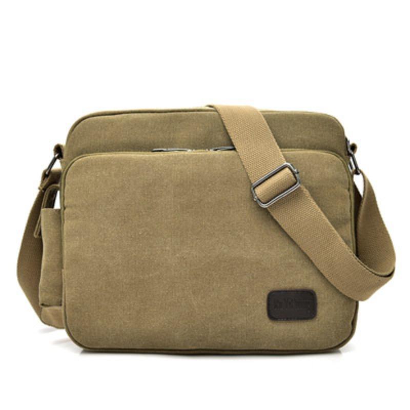 Fashion trend canvas men s bag multi-functional shoulder bag men s casual bag large capacity messenger bag multi-compartment satchel хаки