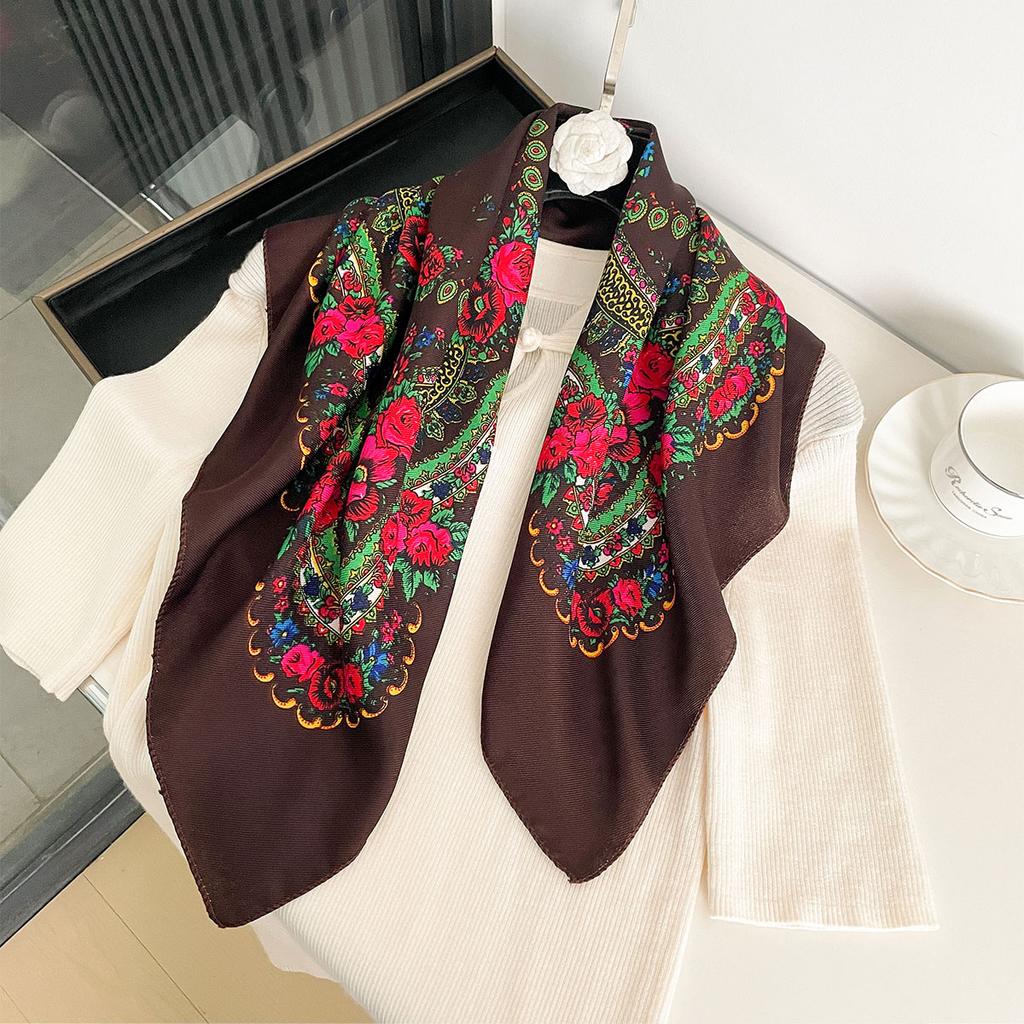 70X70Cm High-Quality Square Fashion Scarf Women Floral Cotton Bandanas Lady Scarves Hijab Headband Accessories Handkerchief Hair