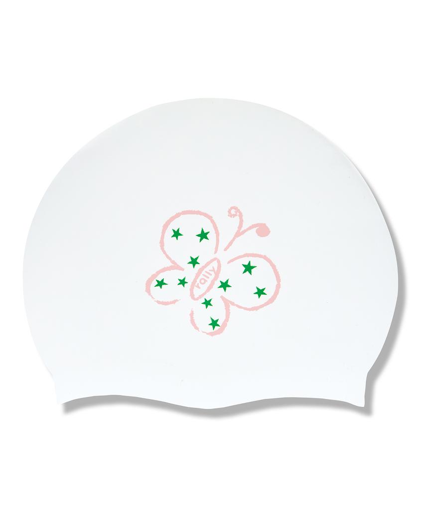 Laelliseupocheu [Rruc506 Wht] Butterfly Silicone Swim Cap White