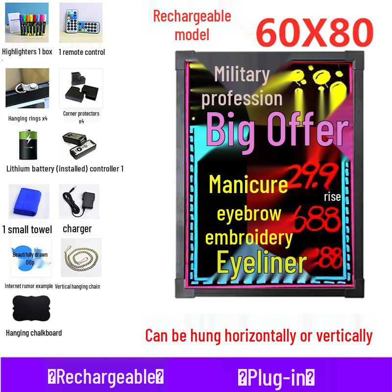 LED Blackboard Stall Display Sign - Luminous Advertising Menu Board