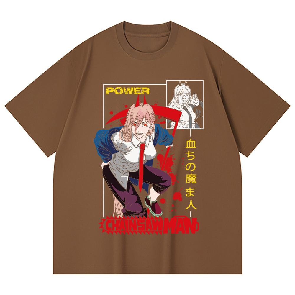 230 g/m² 100% Baumwolle Kettensägenmann V40 Power Print Unisex Schweres Baumwoll-T-Shirt
