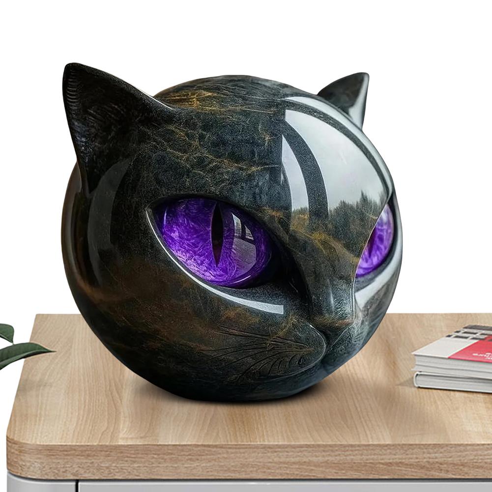 Estatua de Gato de Mesa de Halloween Resina Figura de Gato Única Figurita de Gato Negro Decoración Elegante para el Hogar Regalos para Amantes de los Gatos Mujeres Hombres