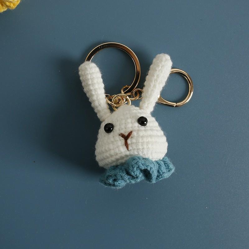 Cartoon Animal Doll Series Crochet Keychain Knitted Rabbit Keychain Cute Bear Keyring For Bag Pendant Custom Accessory