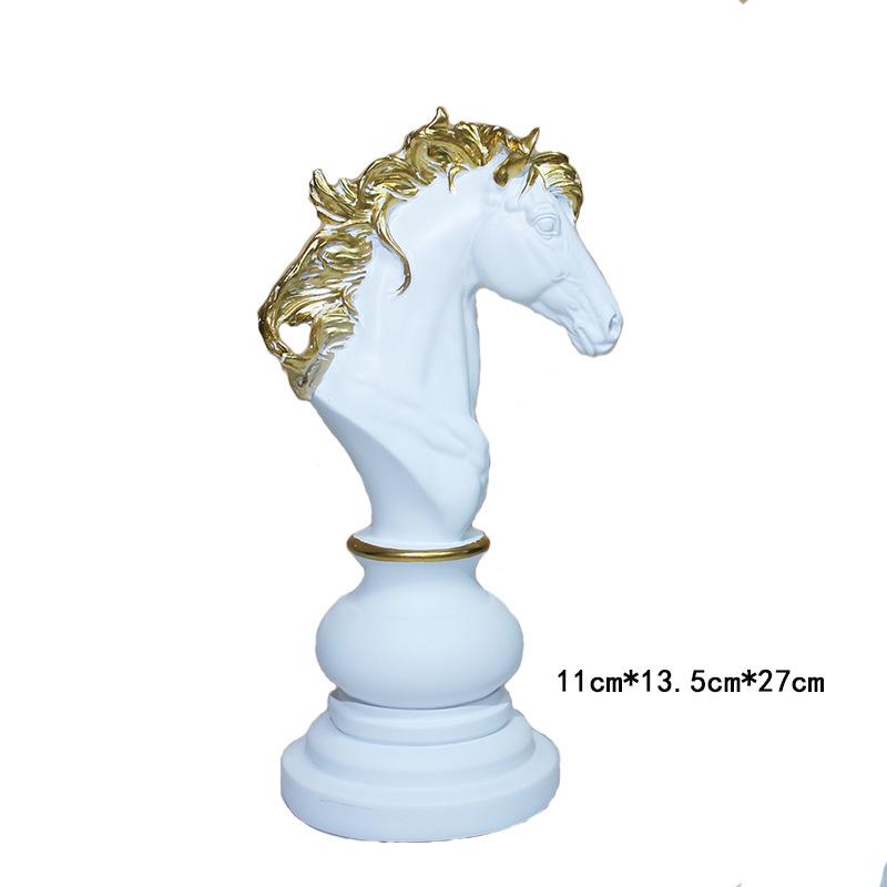 Black and White Chess Piece Resin Figurine for Creative Home Decor
