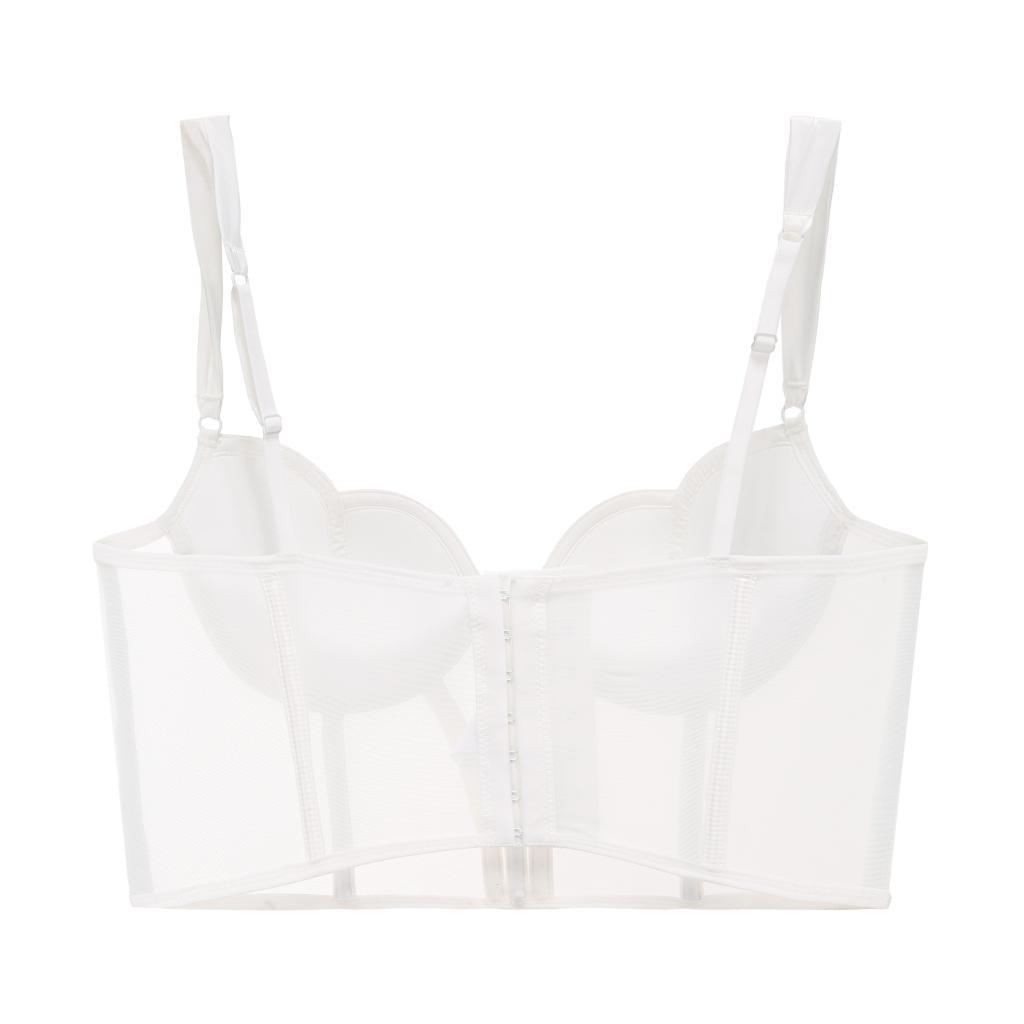 Women's Push-Up Fishbone Corset Mesh Vest & Waist Cincher Bra Set with Chest Pads