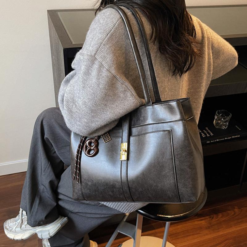 Yogodlns Geantă de mână nouă Geantă de damă Navetă Muncă Capacitate mare Geantă tote de umăr la modă Retro