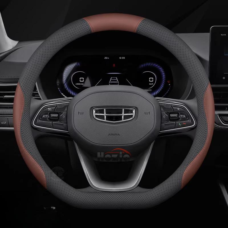 Leather Car Steering Wheel Cover for Geely Emgrand 2024 2025 2026 D type Interior Accessories