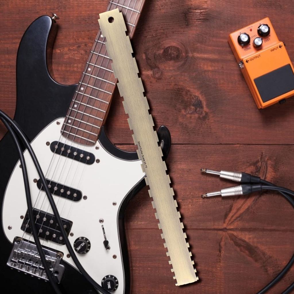 Guitar Fretboard Ruler Measuring Dual Notch Straight Luthier Stainless for Guitar Neck Leveling and Guitar Inspection Tool, Scale, 24.75 Fretboard,