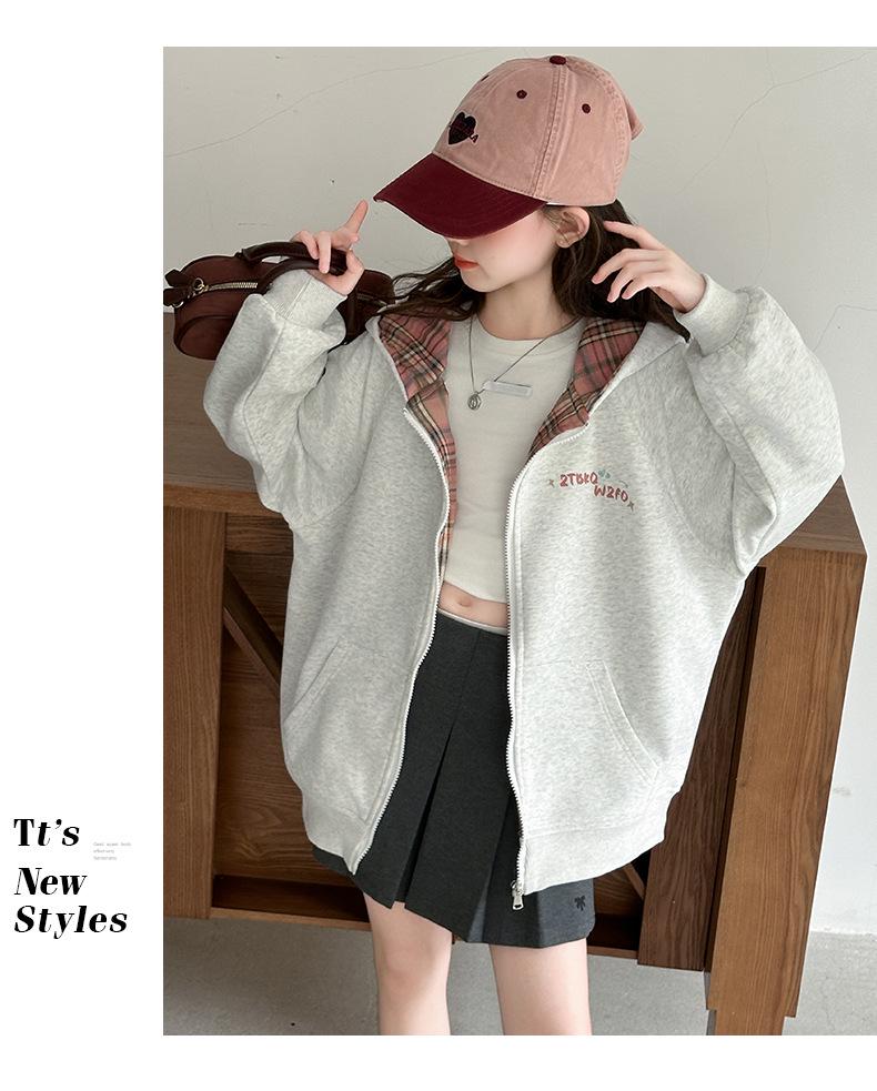 Autumn Girls' Cute Cat Hoodie Cardigan - Children's Zip-Up Jacket