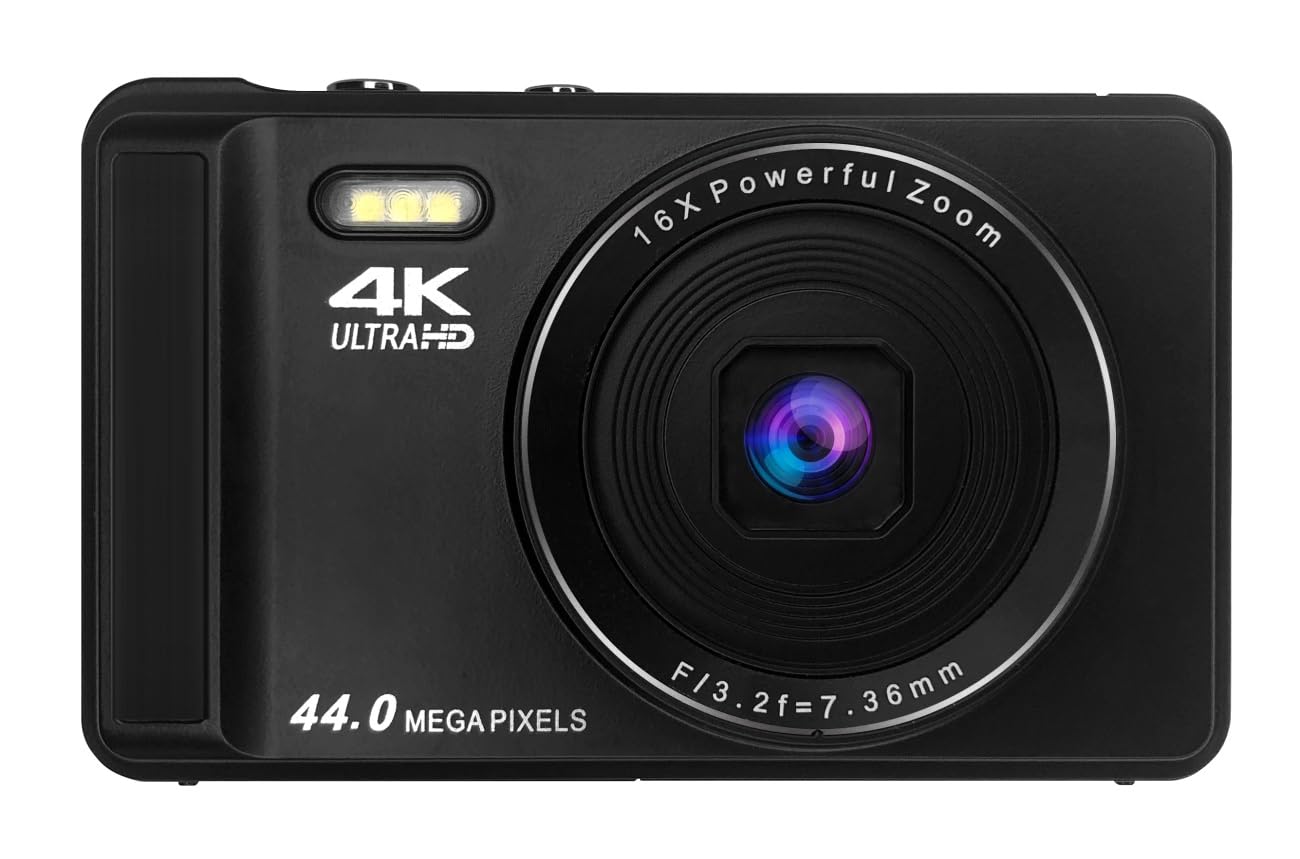 

[Spare + 32GB microSD] BLUEWIDE Compact Digital Camera, 44 Megapixels, 8 Effective Pixels, 4K Video, Autofocus, 16x Digital Zoom, Perfect for School