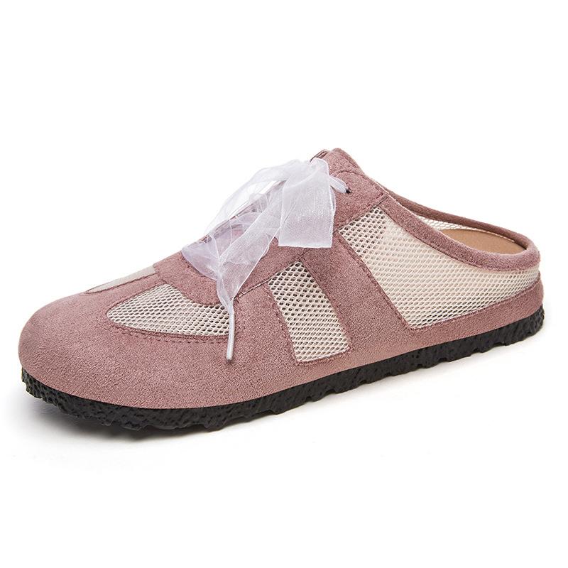 Baotou Half Slippers Women's Summer Mesh Breathable Casual Women's Shoes German Training Shoes One Pedal Fashionable Flat-bottomed Home Single Shoes
