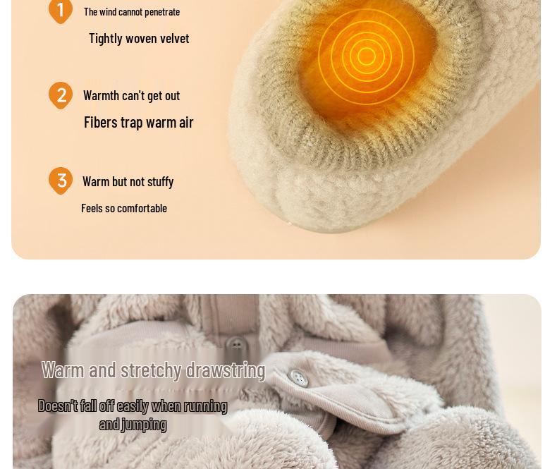 Nidoran 2025 Winter Kids' Non-Slip Cotton Slippers with Drawstring Back Heel - Warm Indoor Baby Shoes