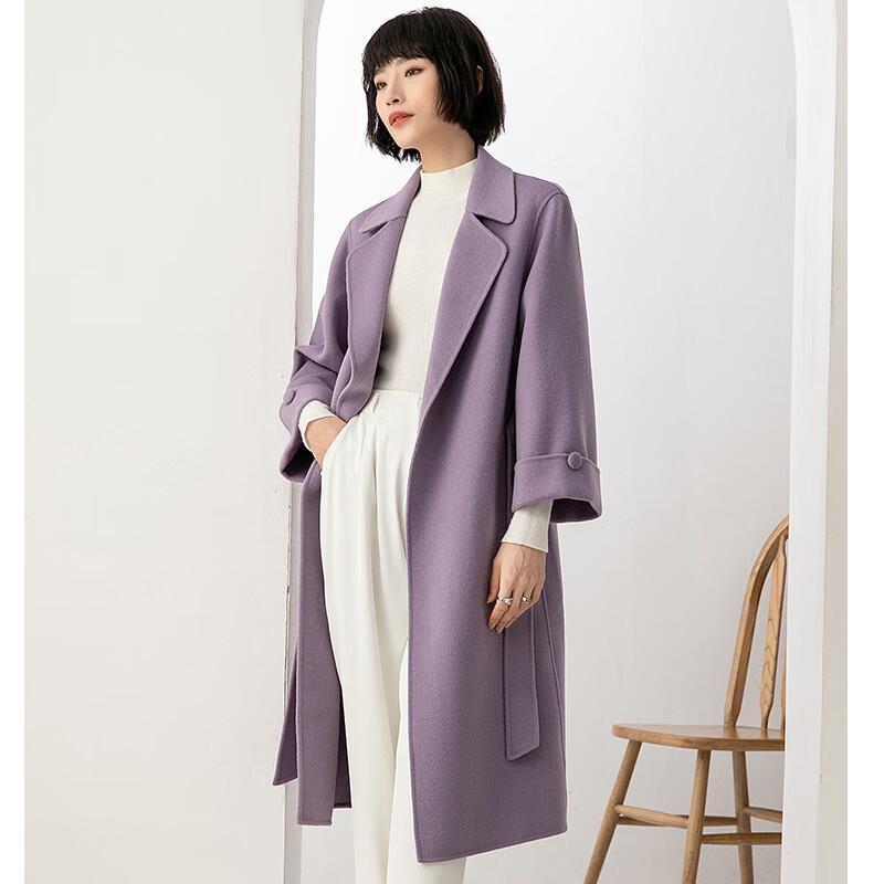 Yiliteng Women's Double-Faced Pure Wool Belted Mid-Length Coat YTMDG9069