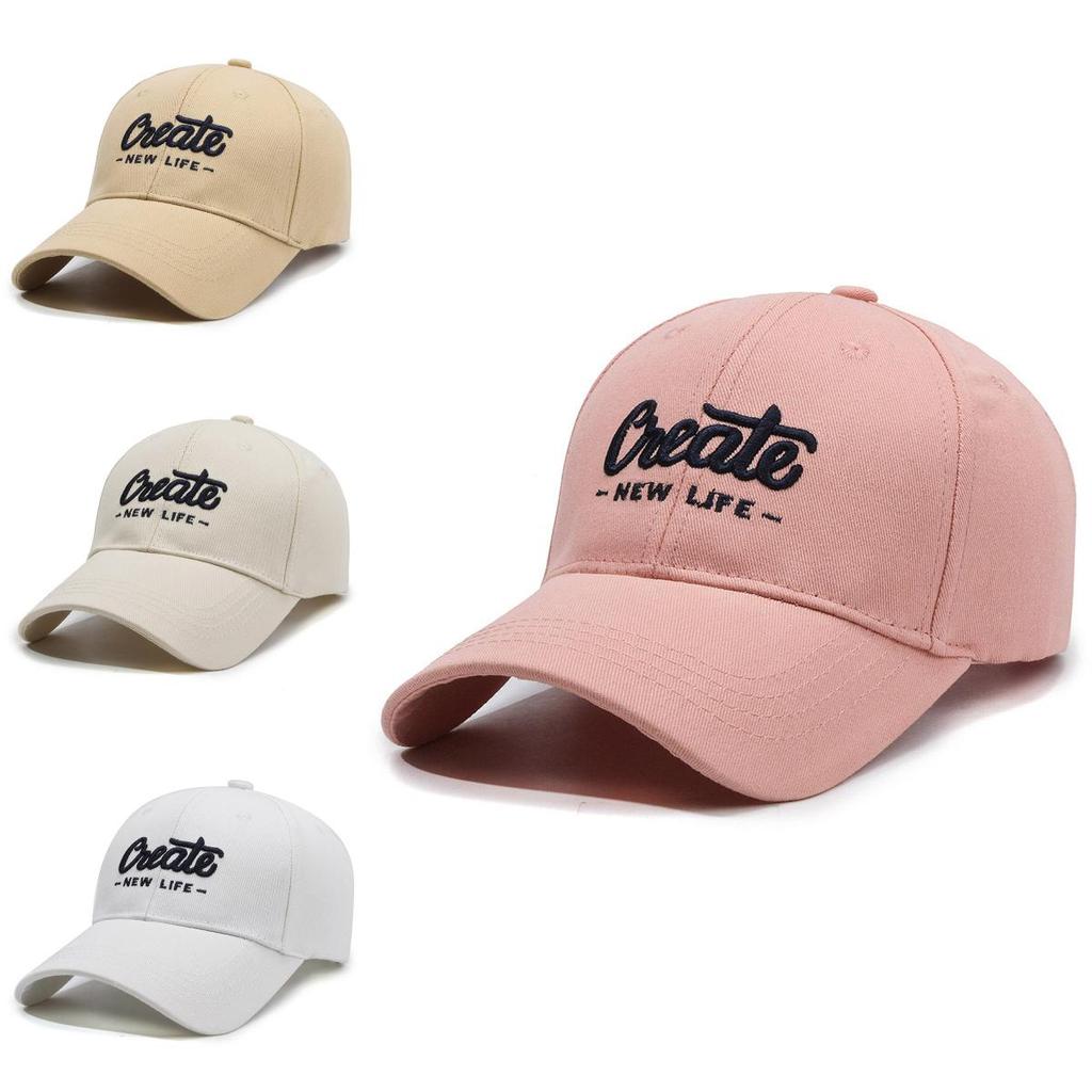 Cotton Brim Curved Cap With Embroidery Adjustable Strap Men Women Outdoor Use