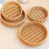 Mini Tray Plastic Hand Woven Basket Round Decorative Tray for Sweet Table Buffet Party Reception Use