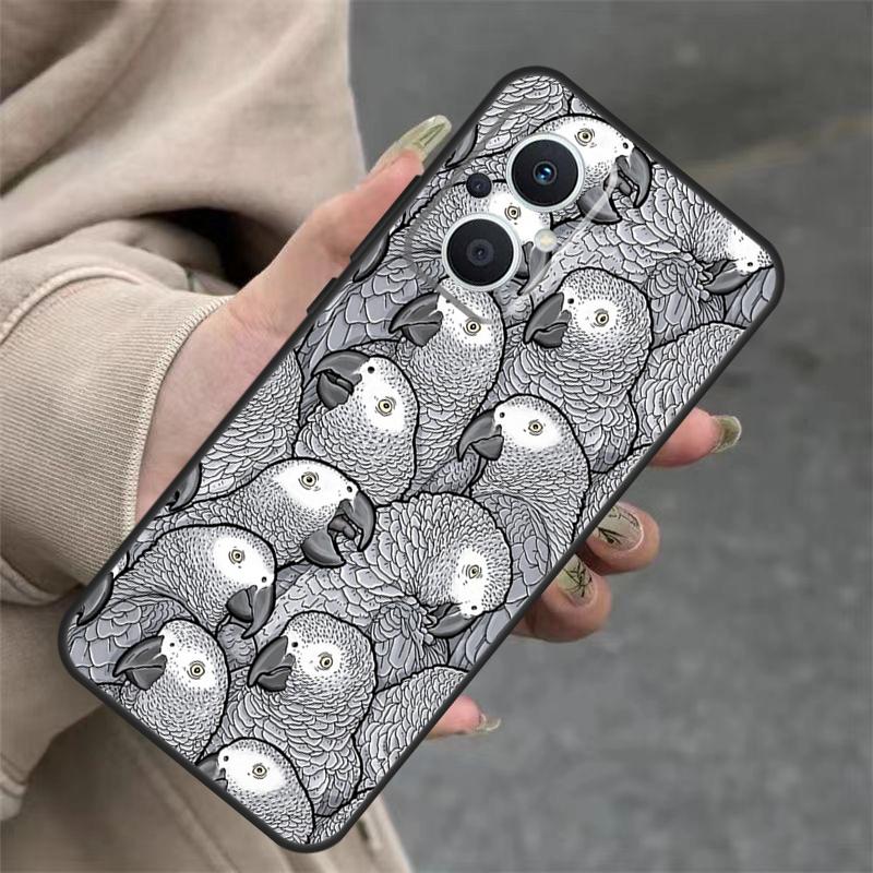 Graupapagei Hülle Für OPPO Reno 7 8 Lite 10 11 12 13 14 Pro 8T 12F 13F 14F OPPO Find X8 X6 X9 Pro Hülle
