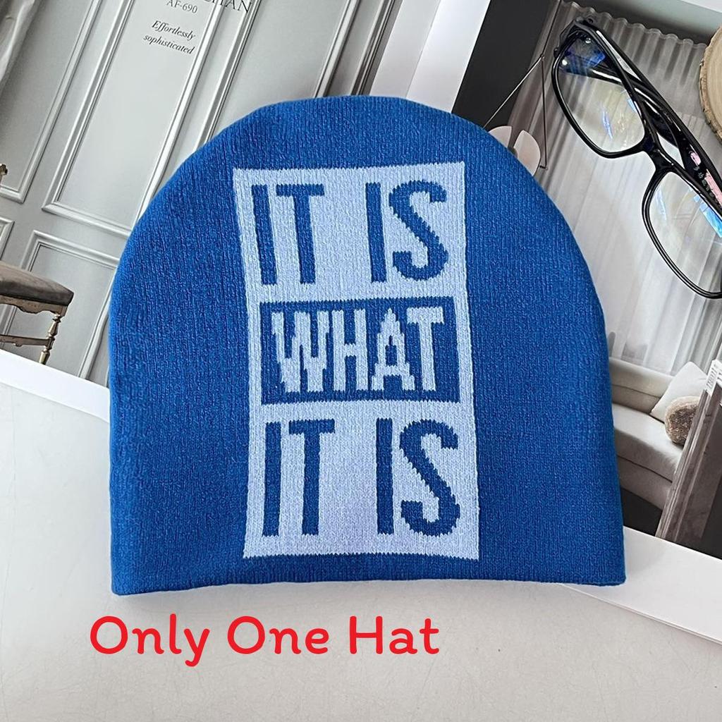 Knitted Hat For Winter With Warmth And Letter Design For Casual Outdoor Wear