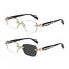 Women Retro Pochromic Glasses  Men Fashion Anti Blue Light Rimless Eye Glasses Unisex