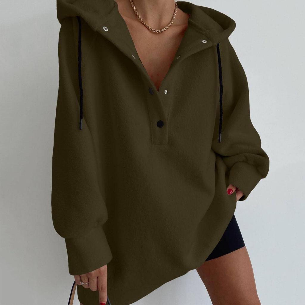 Women's Long-sleeved Loose Casual Hooded Fleece Sweatshirt Top