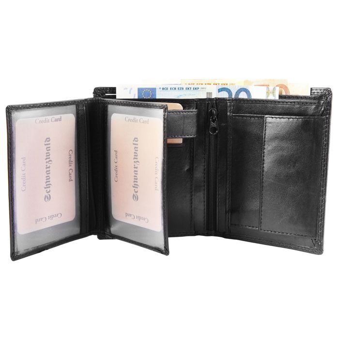 Portefeuille pour homme en cuir noir intemporel
