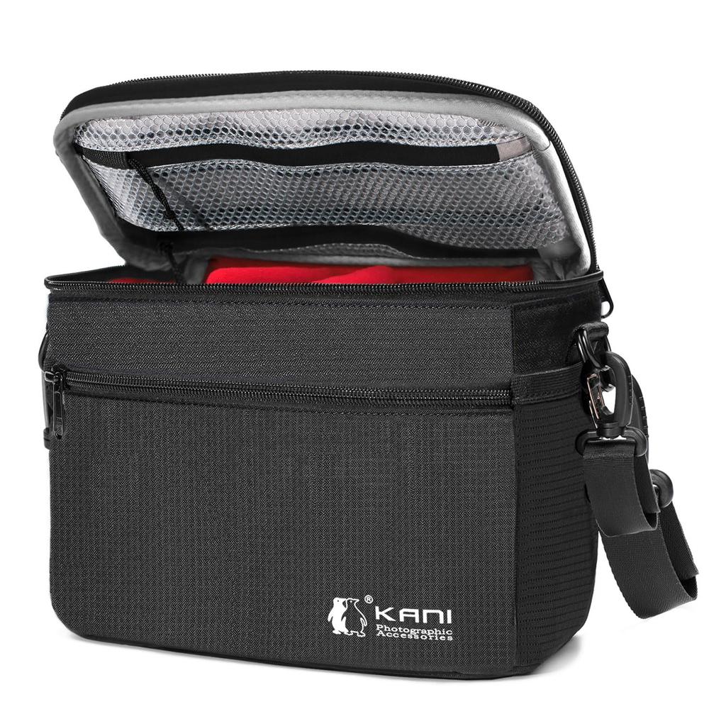 KANI Kameratasche Schwarz Größe L Innentasche Fassungsvermögen ca. 5L Umhängetasche Abnehmbarer Schultergurt Nylon 810960 AC-017L