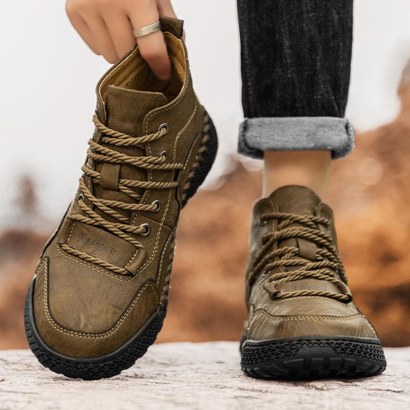 Fashion Handmade Leather Casual Men Shoes Design Sneakers Lightweight Breathable Versatile Men Outdoor Walking Shoes Plus Size 38-46