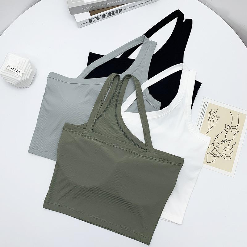 Asymmetric Off Shoulder Camisole with Built In Bra Back Detail Design