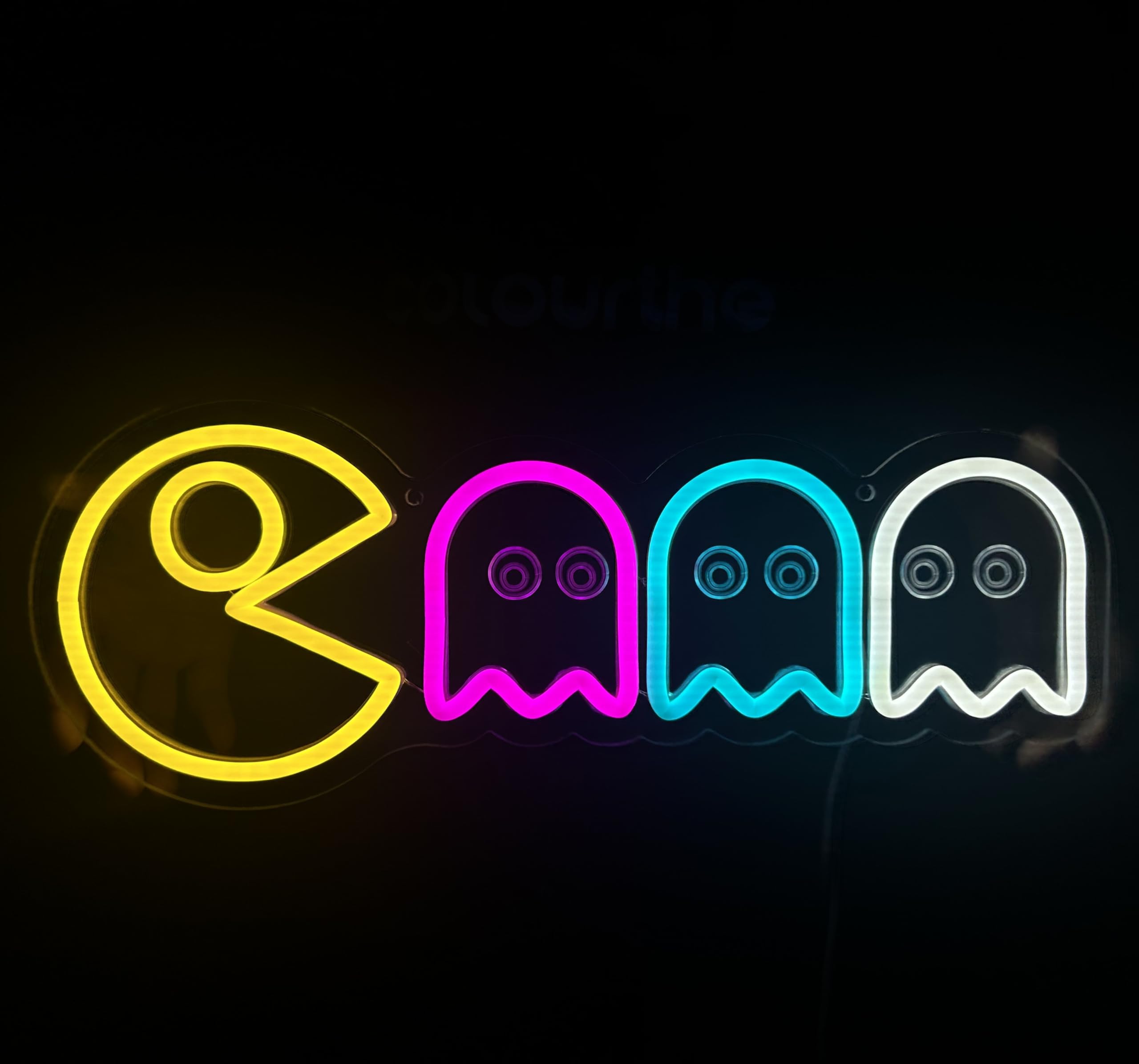 

COLOURTHE Gaming Neon Light, Small Ghost Neon Light for Arcades, Game Rooms, Parties, and Living Room Wall Decor, USB Powered (Match 3 Motif)