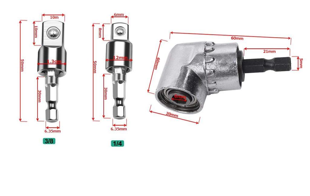 Hexagonal Shaft Socket Adapter Set for Power Tools Degree Rotation 10mm 105 Degree Universal Socket Electric Drill [360 6.35 / & 6.35mm]