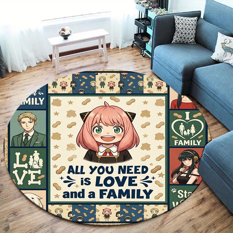 Spy Family Round Area Rug Carpet Rug For Living Room Bedroom Sofa Playroom Decor Nonslip Floor Mat