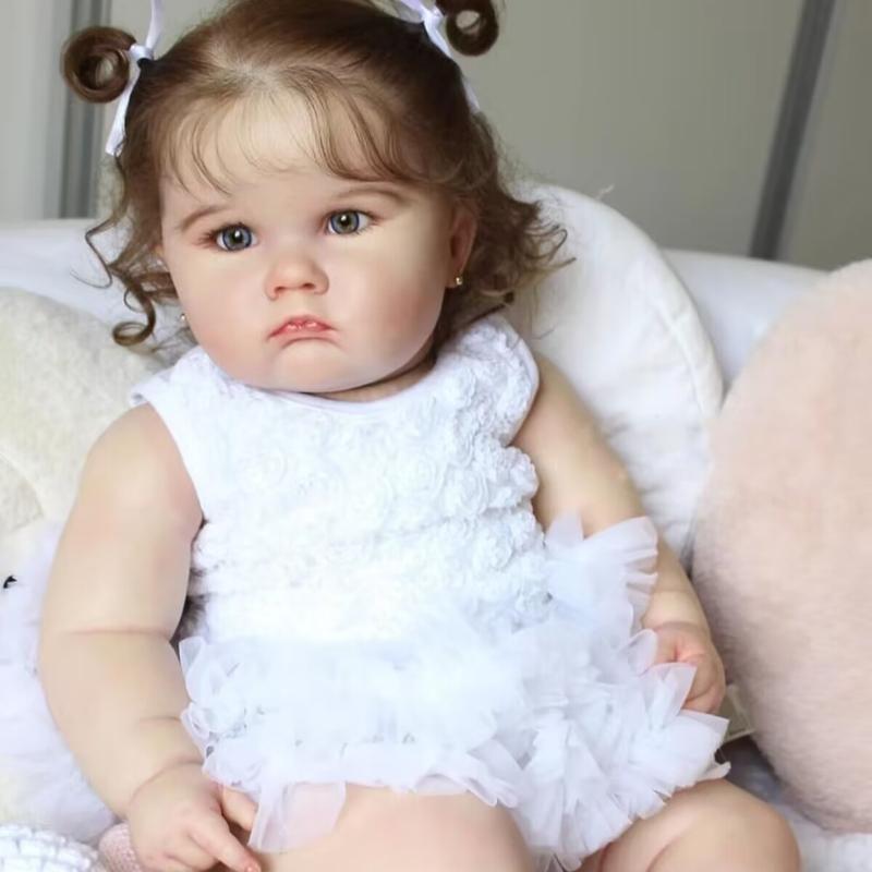 Urocza 60 cm ogromny rozmiar Reborn Baby maluch lalka 3D malowana wykwintne szczegółowe widoczne naczynia krwionośne lalka nowonarodzona ciało z miękkiej tkaniny zabawki dla dzieci