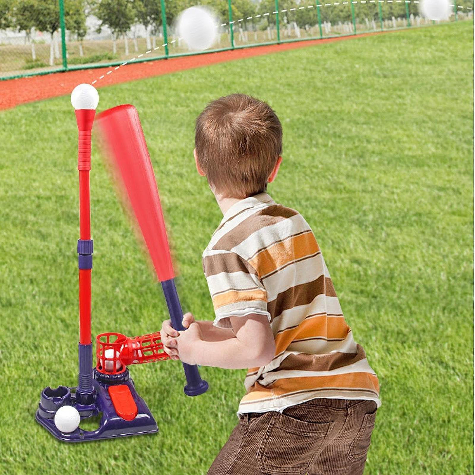 

Набор мячей для ватина с регулируемой высотой и ступенчатой ​​​​машиной для подачи, детские бейсбольные игрушки 4 тёмно-синий