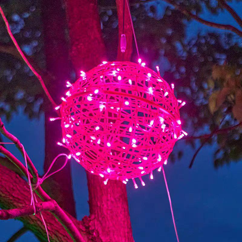 Outdoor Waterproof LED Rattan Ball String Lights for Tree Decoration - Flashing Holiday Lighting for Christmas and Spring Festival