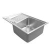 Top Mount Sink 304 Stainless Steel Drop In Sink Single Bowl Basin with Washboard Laundry Utility