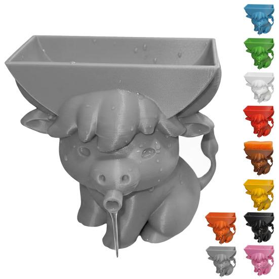 Highland Cow Sponge Holder 3D Printed with Built-In Drain Keeps Sponges Dry Cute Cow Design Fun Practical Kitchen Accessory Gift
