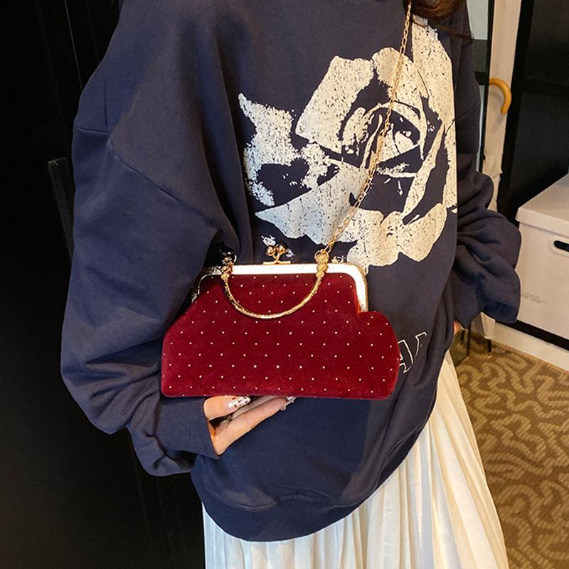 Luxury Design Women's Evening Clutch Purse Dinner Party Ladies Small Clip Shoulder Bag Handbags Retro Female Chain Crossbody Bag KTB