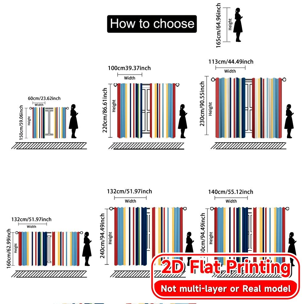 Light Filtering Flat Printing Curtains Without Rod Striped Harmony Chic Print Festival Semi Outdoor Curtain Set Of 2 Made Polyester Washable