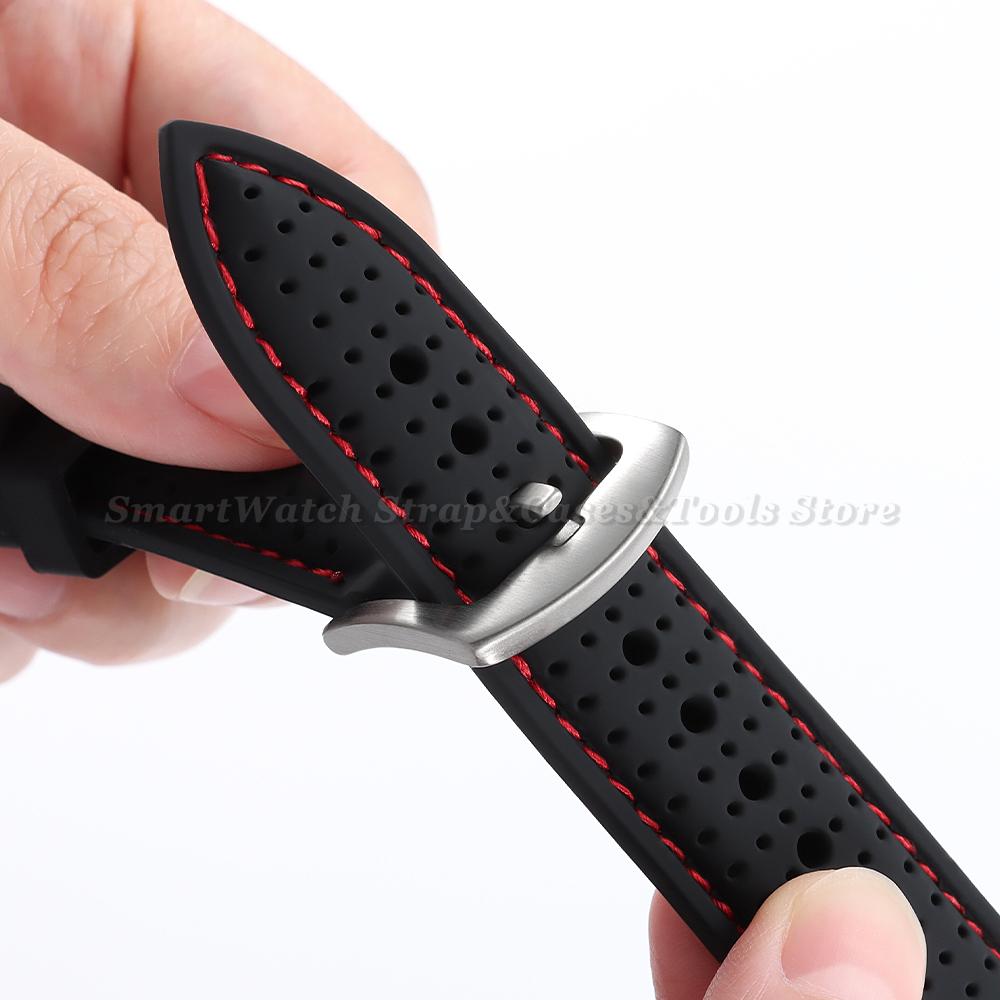 Soft Silicone Rubber Watch Strap 20mm 22mm 24mm Men Women Stitching Sport Waterproof Breathable Wrist Band for Seiko Bracelet