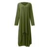 Plus Size Women Maxi Dress Irregular Layered Hem Round Neck Ninth Sleeves with Pockets Loose Beach Dress Solid Color