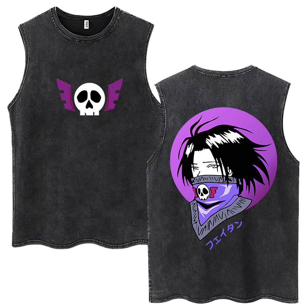 

Washed Anime Hunter X Hunter Tank Tops Men Women Fashion Vintage Sleeveless T Shirt Cotton Casual Oversized Vests S