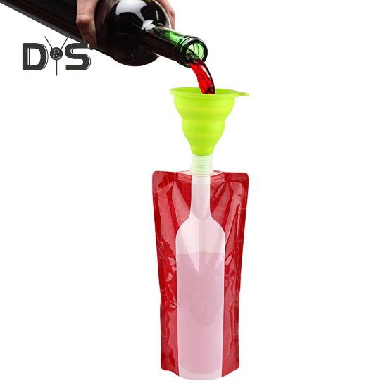 1 súprava 750 ml vrecúška na víno v potravinárskej kvalite, veľkokapacitné plastové vrecúško na nápoje bez obsahu BPA, s lievikovým príslušenstvom na párty
