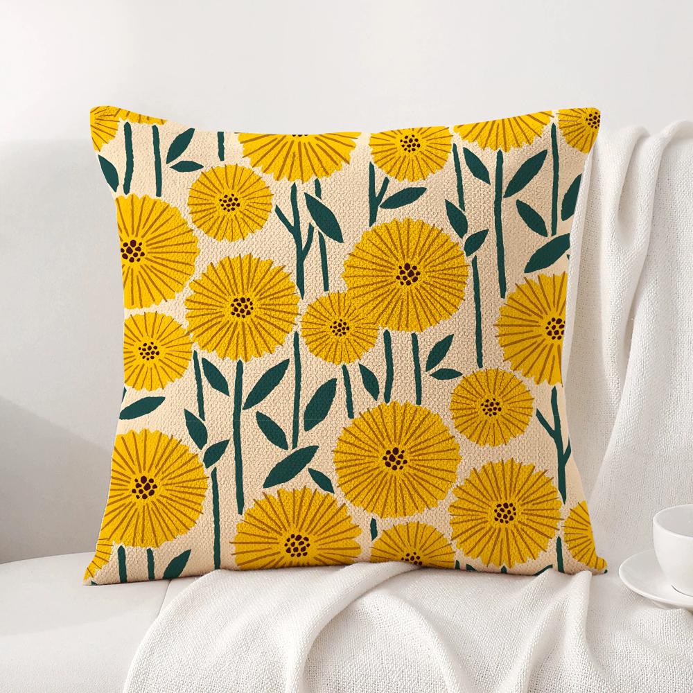 Flower Design Cushion Cover Summer Coolness Linen Fabric Double-Sided Printing Pillow Case Sofa Home Decor Gift