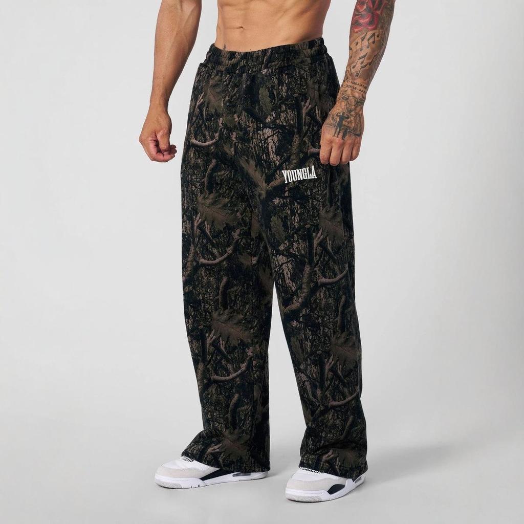 Men's Camouflage Wide-Leg Athletic Pants: Trendy Printed, Loose-Fit Casual and Running Style