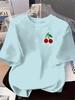Cherry Pattern Summer New Women's Printed T-shirt Casual Fashion Elegant Round Neck Casual Women's Clothing