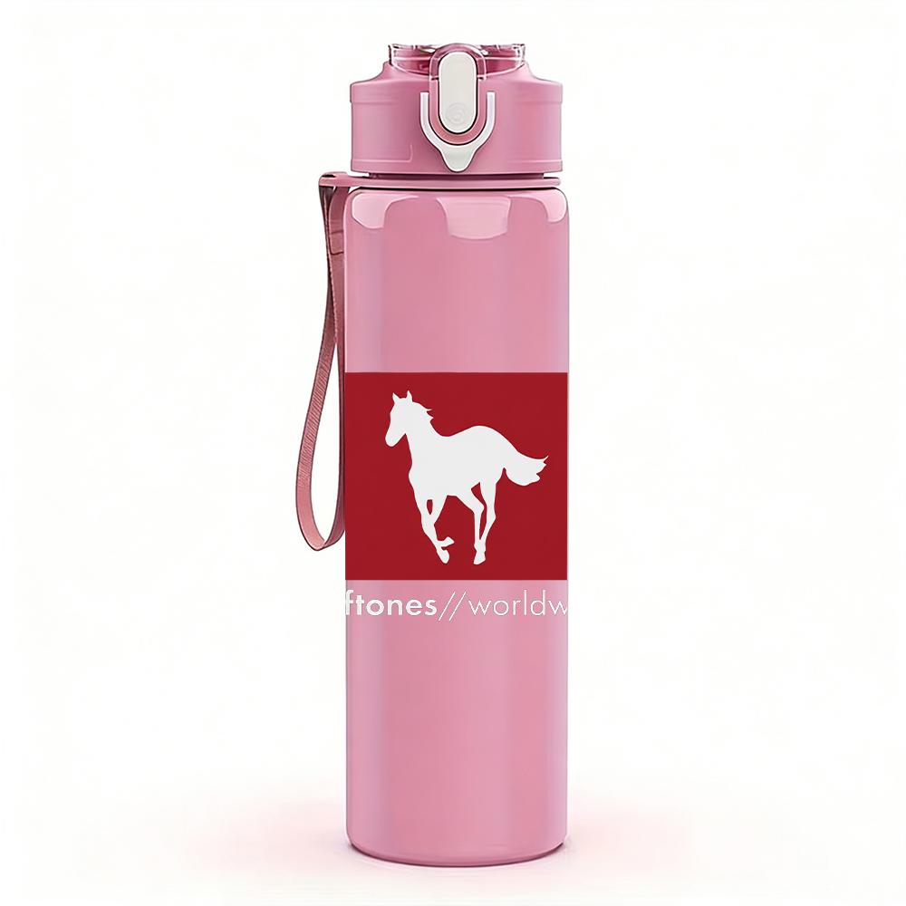 1PC Red Horse Minimalist Western Flag Print 750ml Portable Sports Water Bottle Leakproof Gym Outdoor Travel Drink Cup